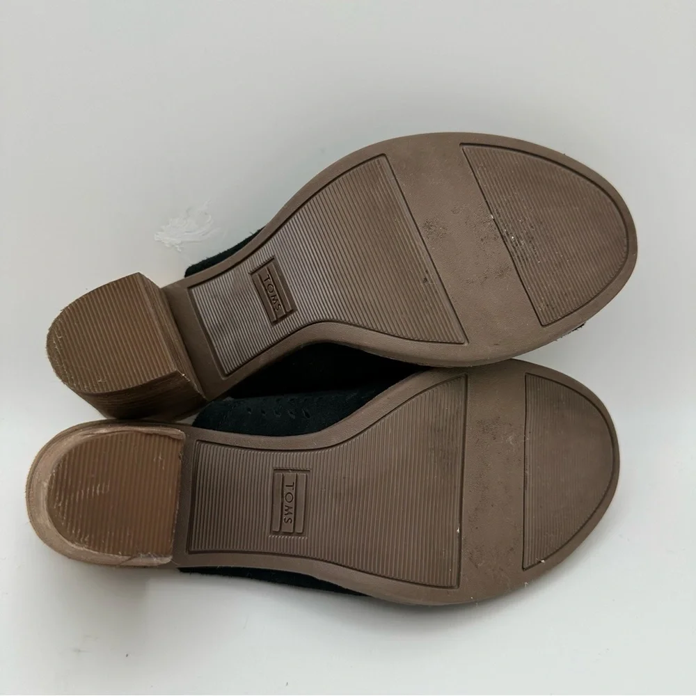 Toms Women Sandals High Heeled Slip On Open Toe Perforated Mules Black S… - Picture 8 of 12